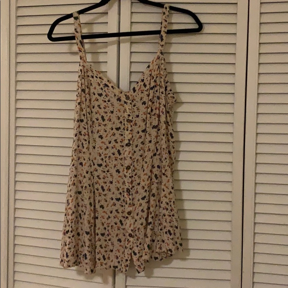 Floral Button Up Spaghetti Strap Blouse